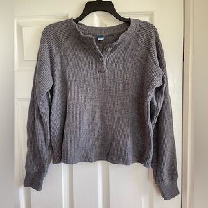 Old Navy Gray Waffle-Knit Button Henley
